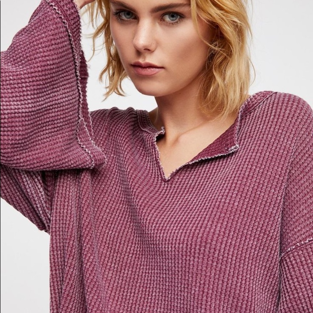 Free people dahlia bell sleeve thermal shirt NWT - Picture 2 of 4